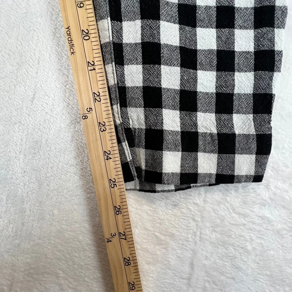 Banana Republic Hayden Pant Women 6 Linen Black White Gingham Ankle Tapered